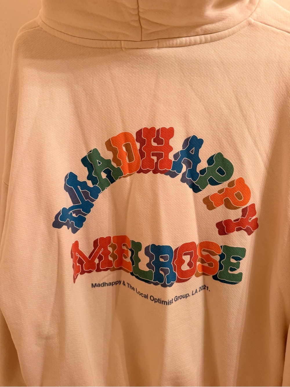 Madhappy Melrose Kids Hoodie - Cream with Multicolor Logo